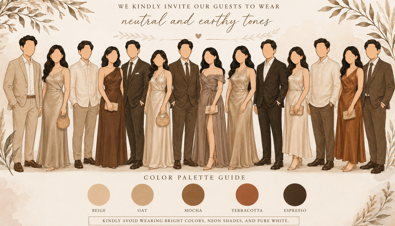 Guest attire guide for the wedding