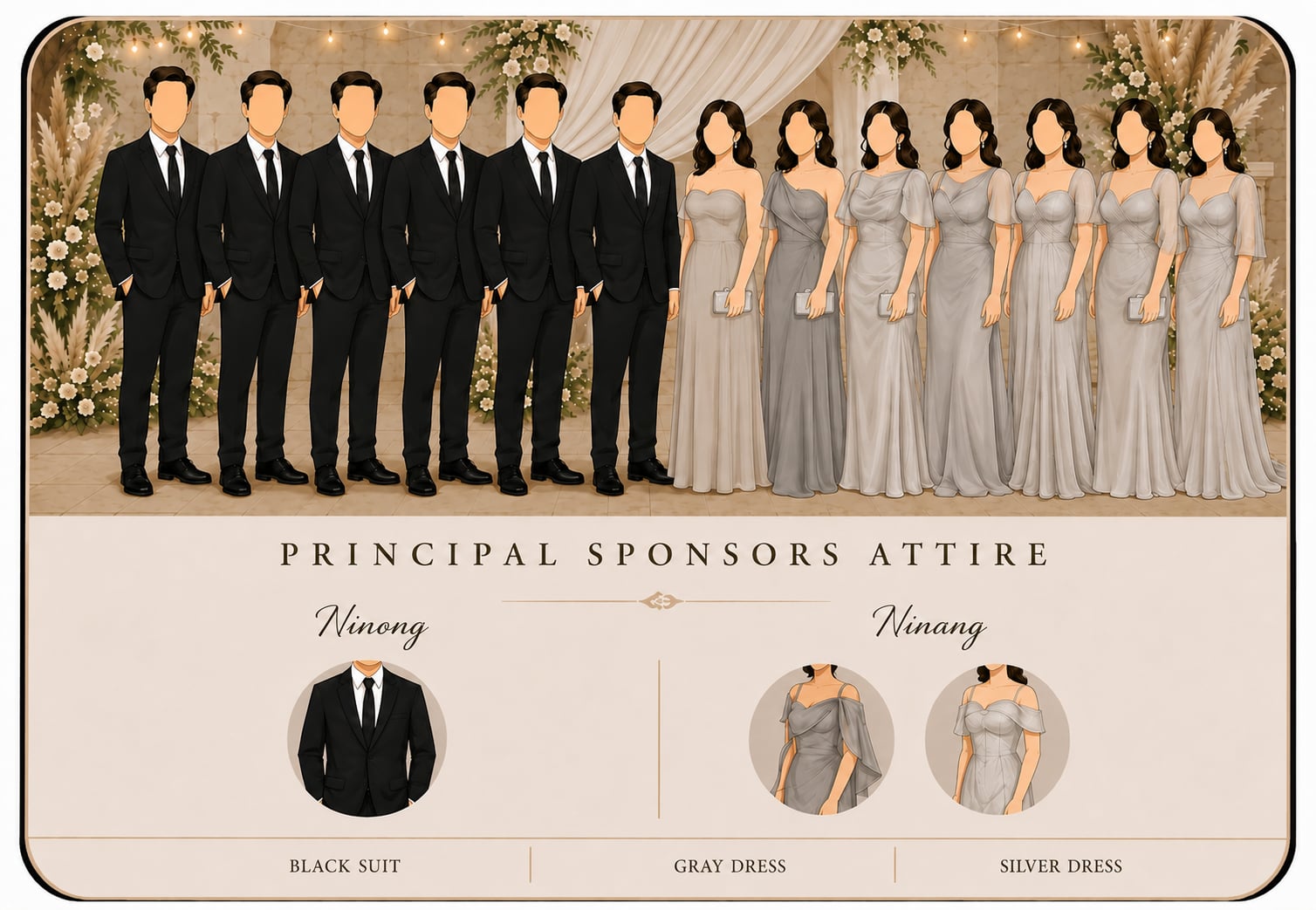 Principal sponsors attire for the wedding
